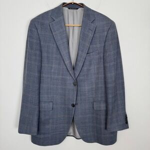 Jack Victor Silk Wool Blazer Mens 39R Blue Glen Plaid Sport Coat 2 Button Canada